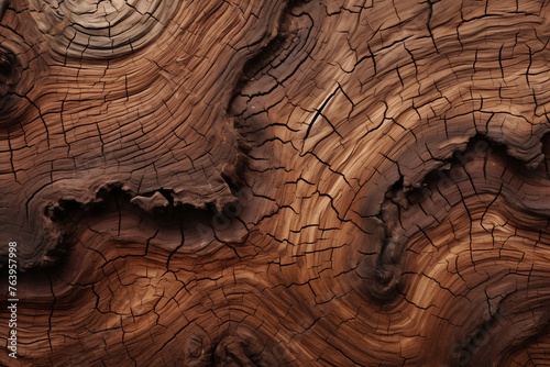 The rough, weathered surface of the tree trunk art design