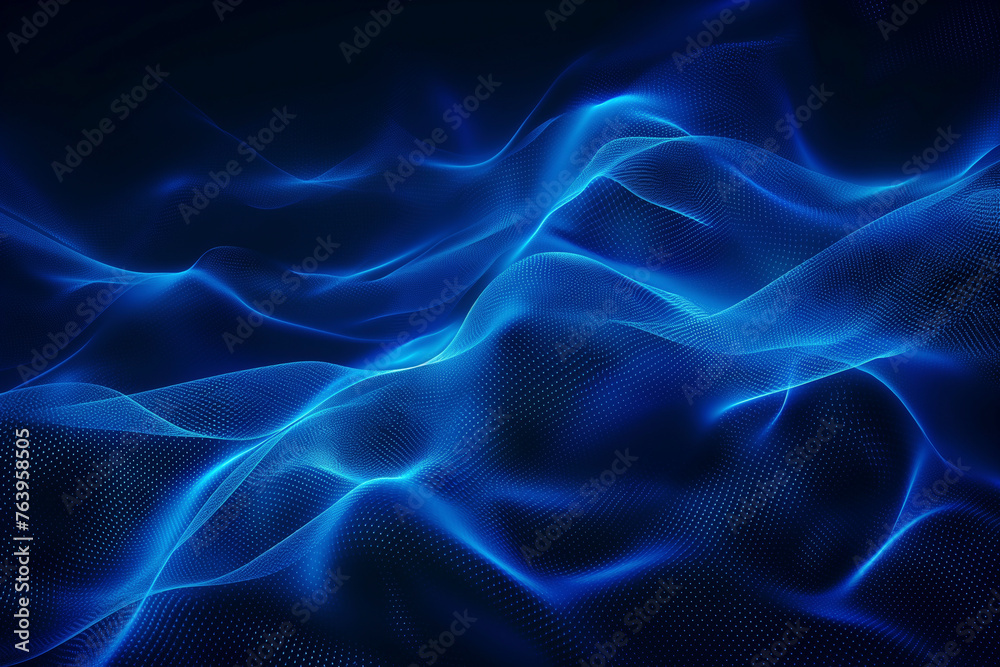 Obraz premium Abstract background of glowing blue mesh or interwoven lines on a dark background
