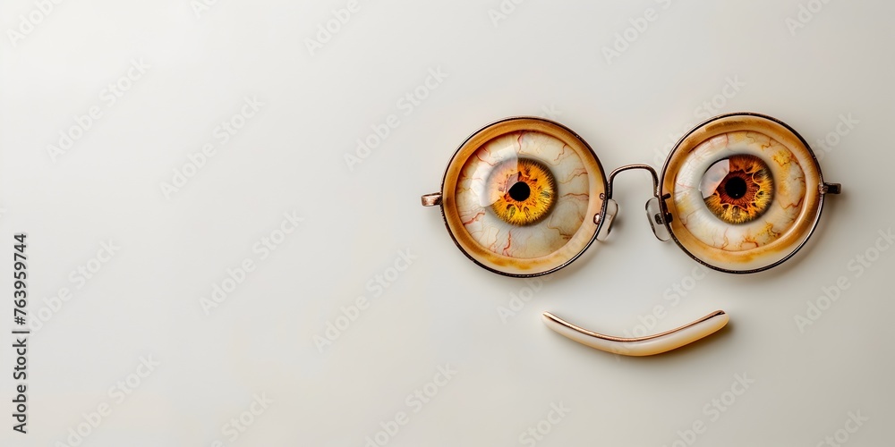 Playful Eye Glasses Symbolizing Vision Health and Joy on Minimal White Background