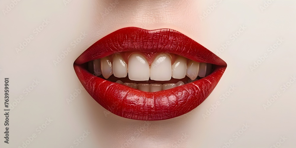 Obraz premium Confident and Alluring Smile with Fresh Breath and Healthy Teeth on White Background