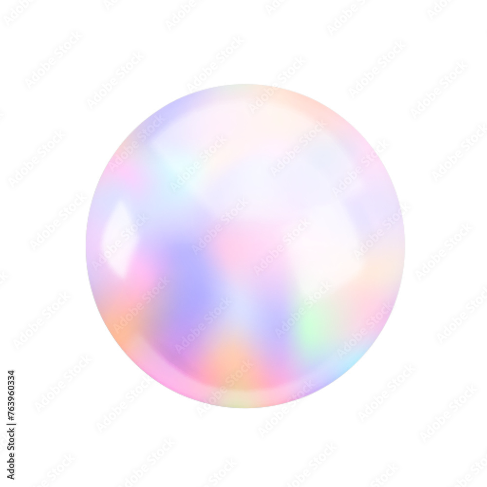 Realistic 3d holographic rainbow sphere. Abstract Vector glossy fiery gradient ball, Iridescent round shape render