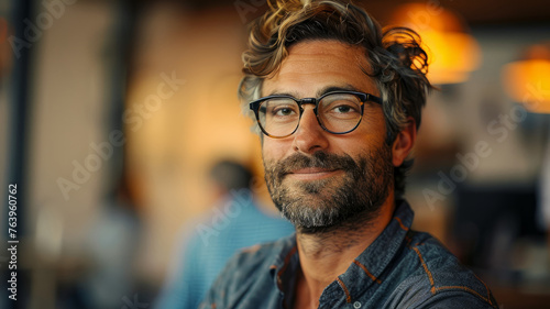 A smiling man with glasses and beard.