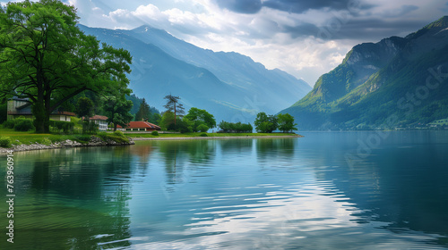 lake and green mountains beautiful landscape  © Ali