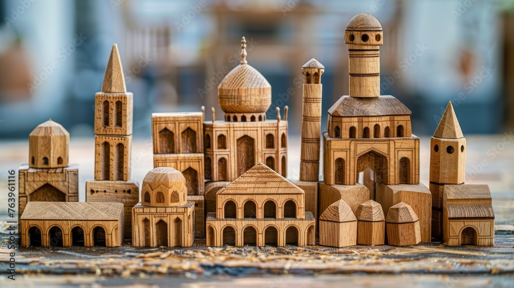 Fototapeta premium Educational Tool Use the wood block as an educational tool to teach children about the Latin alphabet architecture or mathematics