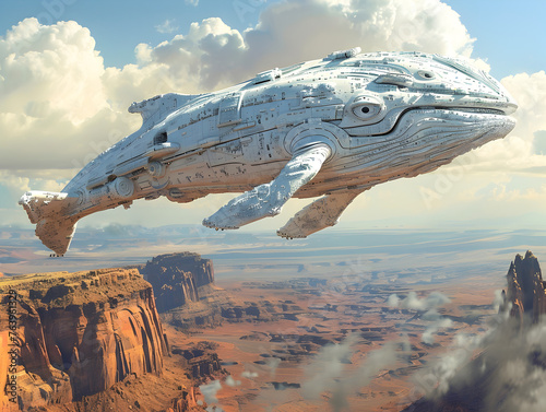 ufo flying over the mountains ai generative 