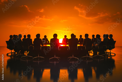 Business people in Round table discussions at Business conventions and Presentations, meeting business partners in the conference room photo