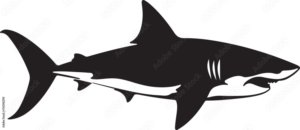 Fototapeta premium Shark Silhouette Vector Illustration White Background