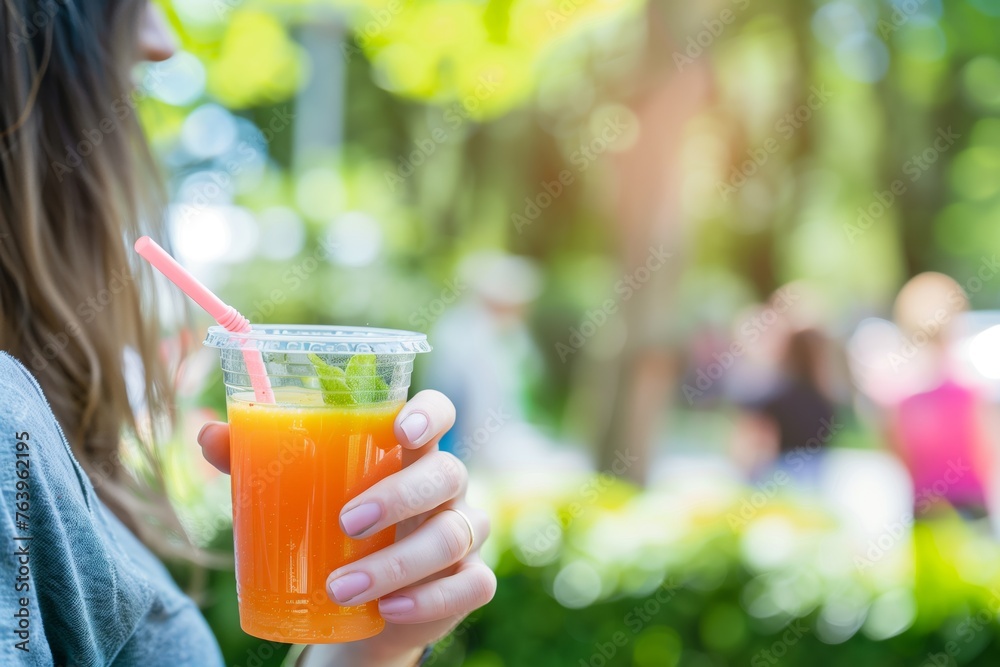 customer enjoying a freshpressed juice outdoors customer enjoying a freshpressed juice outdoors
