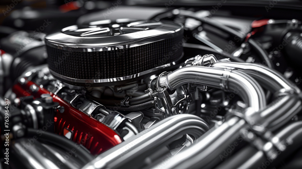 Close-up of a car's engine. Close-up of a car's engine.