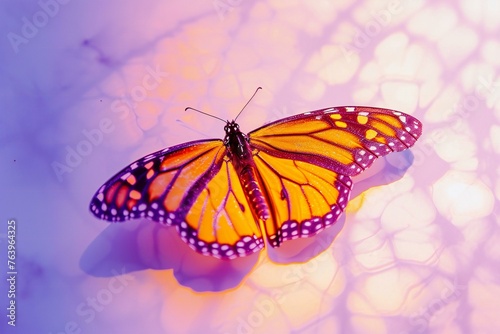 Butterfly on a flower petal, Close-up