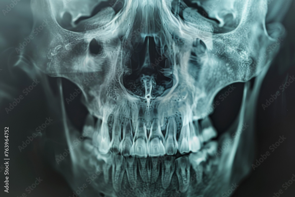 Fototapeta premium Radiografía de cráneo de cerca.