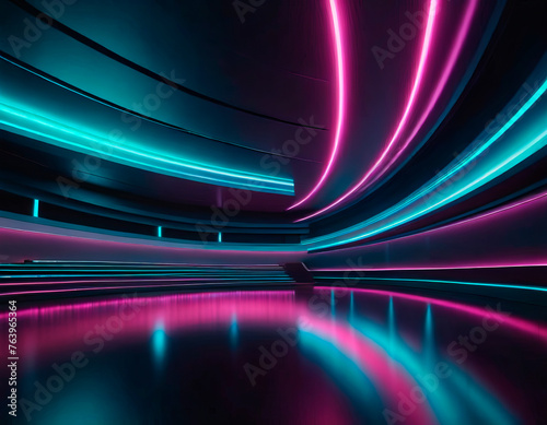 Abstraction of luminous smooth lines in high-tech style as a background.