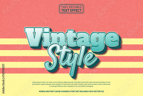 Editable text effect Vintage style 3d cartoon template style modern premium vector