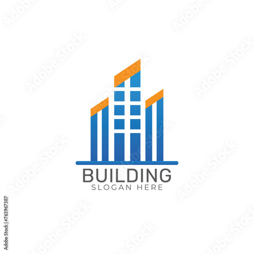 Real estate building logo design with modern concept premium Vector