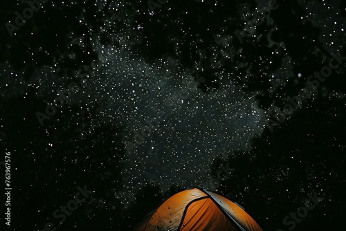 Camping in the mountains under the stars,  Night sky with stars