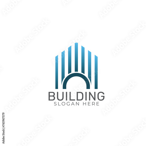 Real estate building logo design with modern concept premium Vector