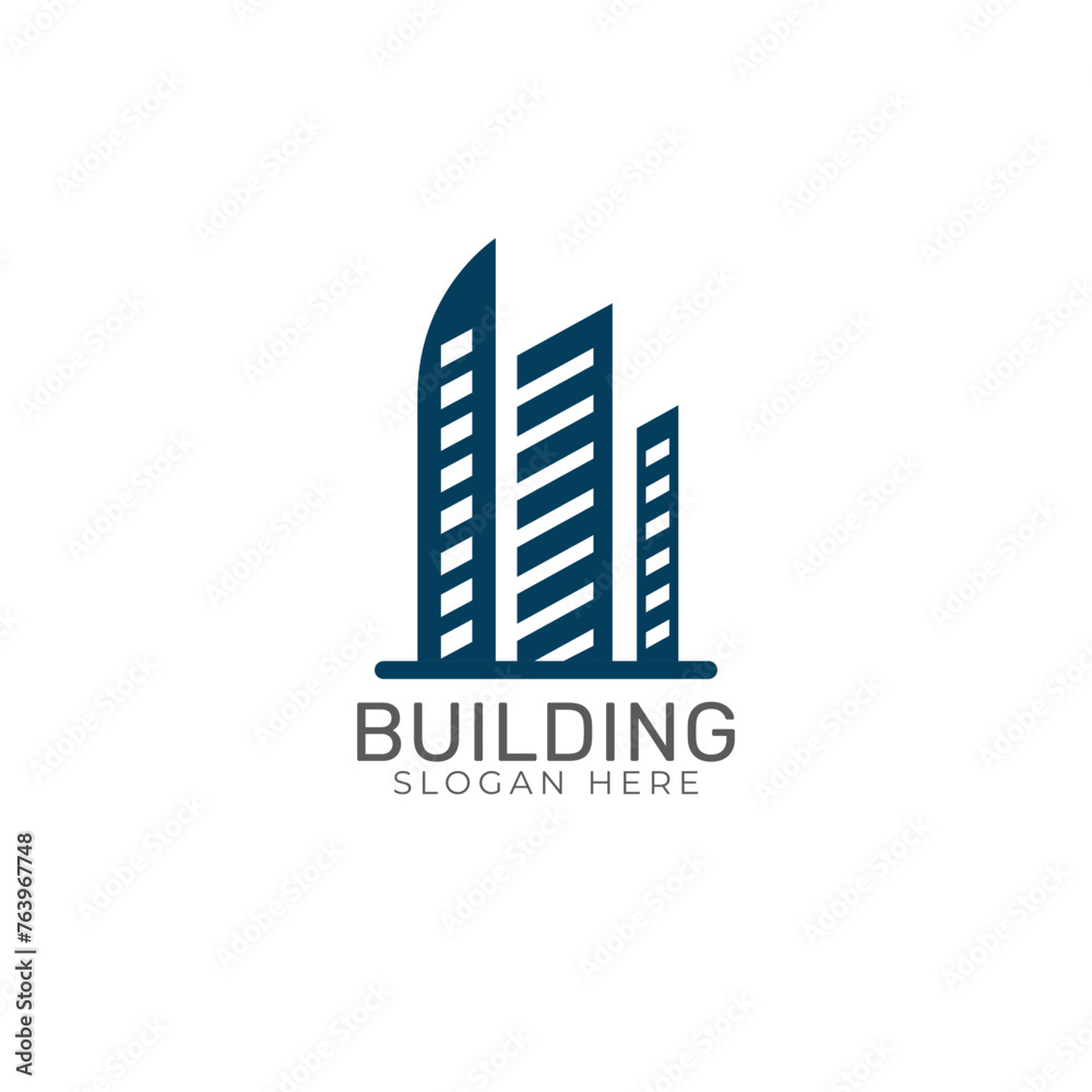 Real estate building logo design with modern concept premium Vector