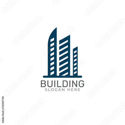 Real estate building logo design with modern concept premium Vector
