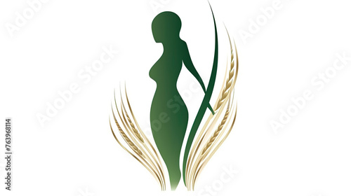  Celiac disease awareness month, green human silhouette logo with wheat spikelets, background, banner, card, poster, template. Vector illustration. photo