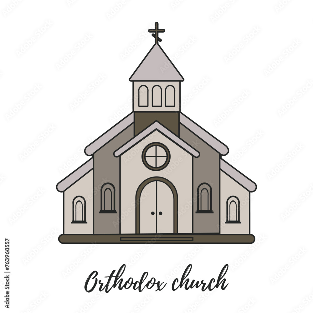 Orthodox church on a white background. Vector illustration. Simple lines, great for any designs, for web. Orthodox church on a white background. Vector illustration. Simple lines, great for any designs, for web.