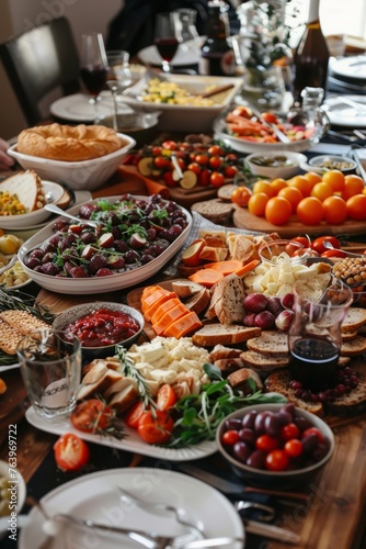 A Table Overflowing With Various Types of Food