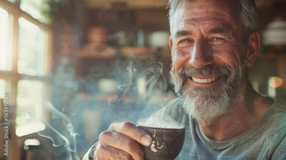 Man is drinking morning coffee Man is drinking morning coffee