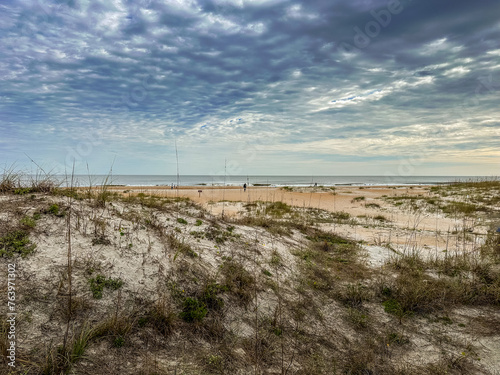 Sweeping beach landscape on a cloudy day: Anastasia State Park Beach, St. Augustine, Florida