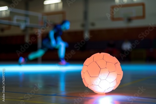 brightly lit ball on indoor court with player lunging in background © Alfazet Chronicles