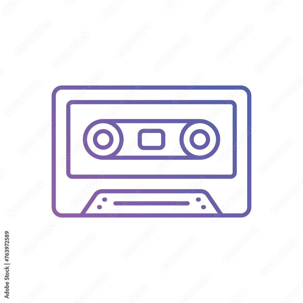 Thin Line Cassette Tape vector icon