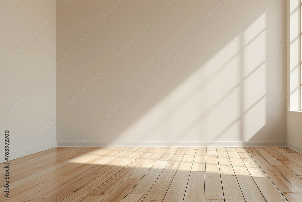 Empty room with window shadow on wall. Wooden empty room interior design, open space with beams ceiling and shadow on wall, modern contemporary architecture concept idea Empty room with window shadow on wall. Wooden empty room interior design, open space with beams ceiling and shadow on wall, modern contemporary architecture concept idea