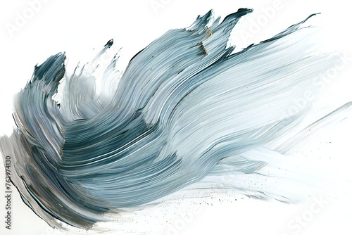 Blue acrylic paint brush stroke on white background, Abstract art hand painted texture