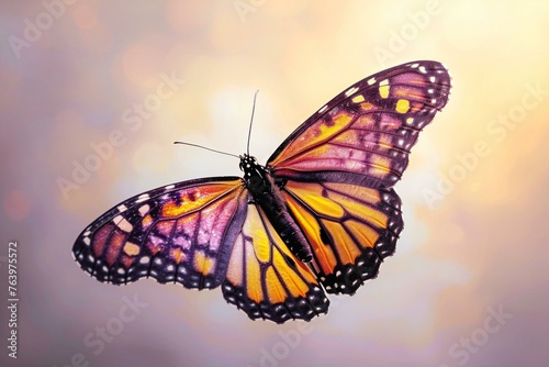Beautiful monarch butterfly, Danaus plexippus, on colorful background photo