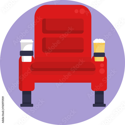 Cinema Seats Icon: Relax in plush, cushioned seats designed for ultimate movie-watching comfort.