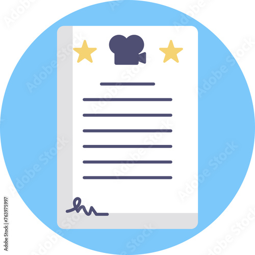 The Script icon, an essential tool in cinematic storytelling, represents the backbone of every film narrative, guiding actors and directors through scenes and dialogue.