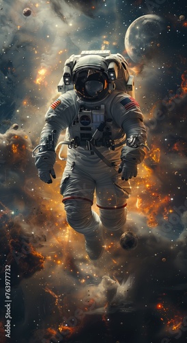 An astronaut floating in space. generative AI