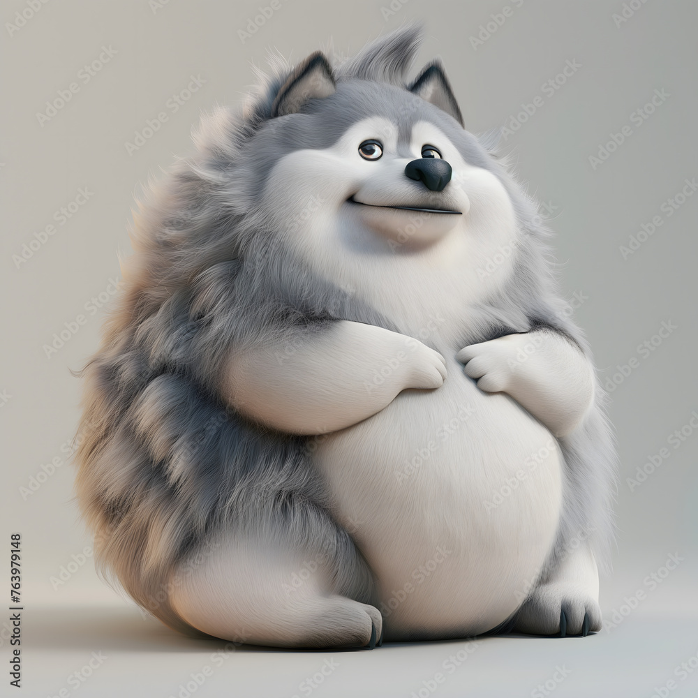 AI generated artwork, grey fluffy dog isolated AI generated artwork, grey fluffy dog isolated