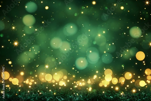 Abstract green bokeh background with glitter defocused lights and stars © Cuong
