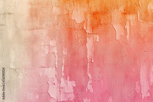 Texture of old rustic wall covered with pink and orange stucco