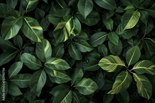 Green leaves background, Tropical leaves texture, Top view, Flat lay
