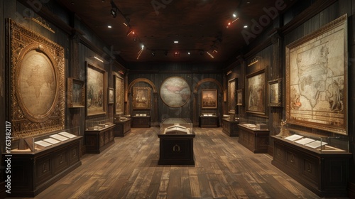 Classic Art Gallery Interior With Paintings and Sculptures