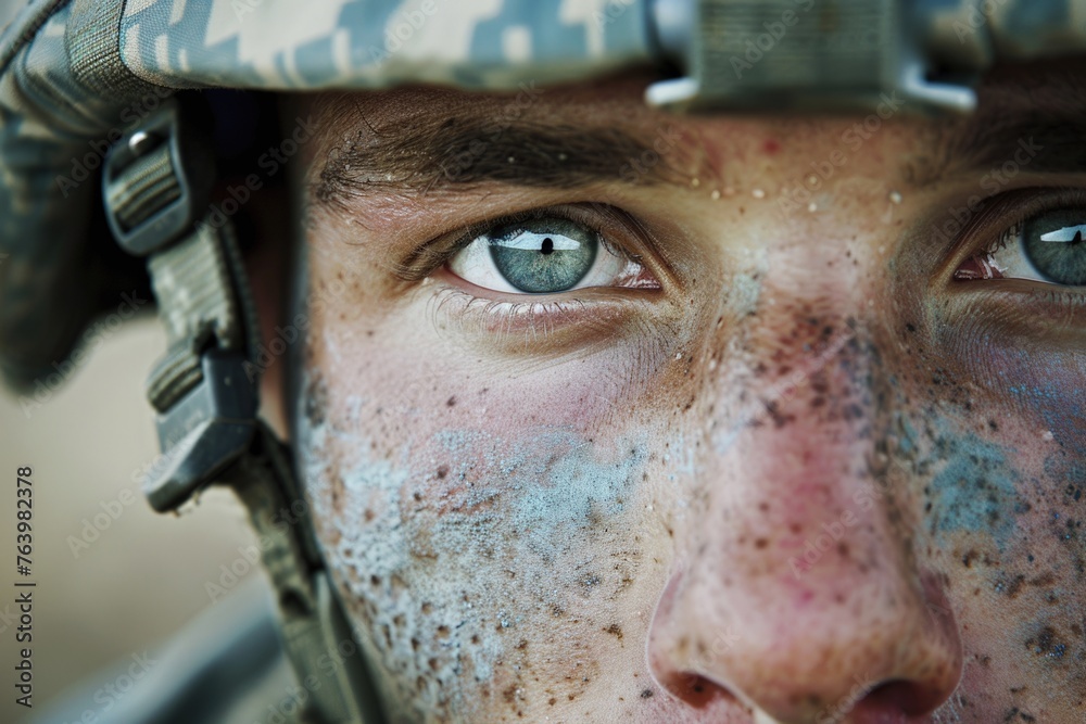 United States soldier face, Memorial Day.
