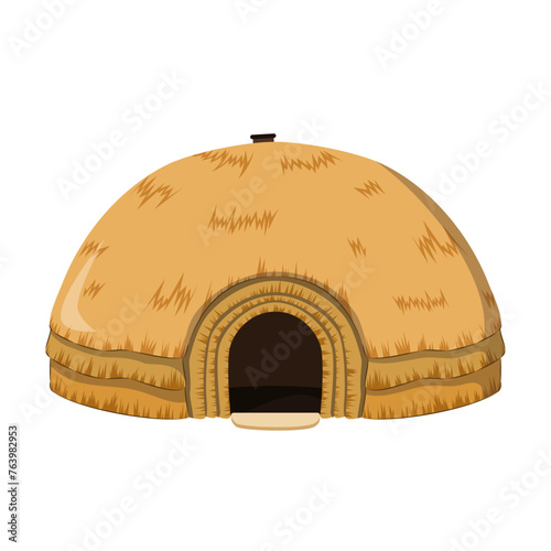 Vector illustration of a traditional zulu Beehive hut in cartoon style isolated on white background. Traditional Houses of the World Series
