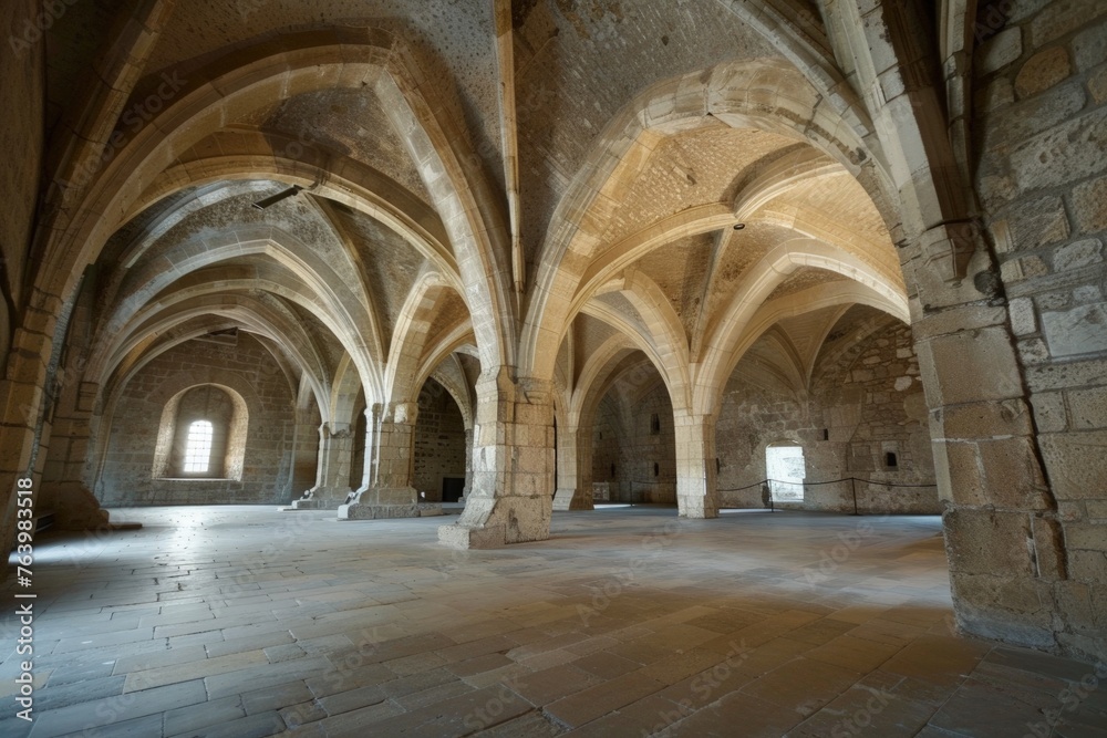 Great hall of a medieval castle.