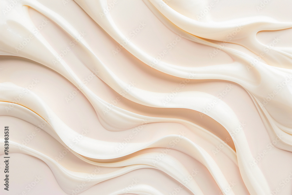 Obraz premium Moisturizing texture in a creamy, wave-like texture on a light pastel background