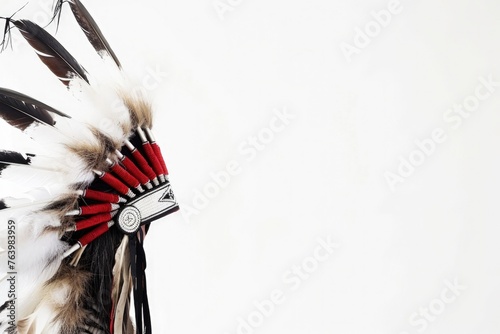 Indian headdress on white background, Indian culture concept.