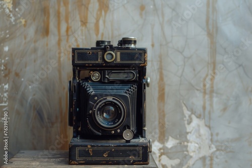 Old photo camera, retro style, World Photography Day concept.