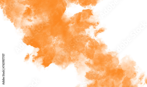 Orange smoke texture on white  background