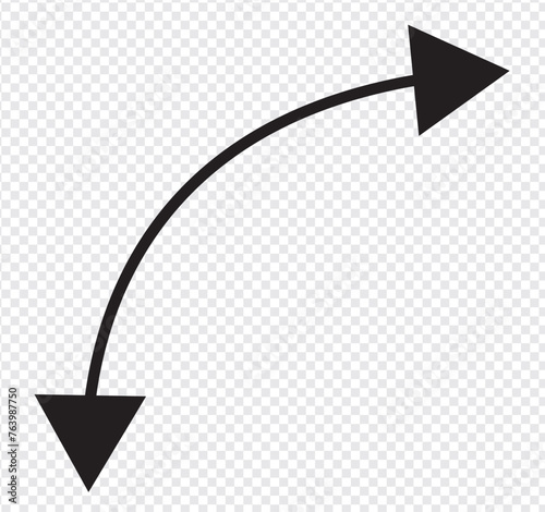 Dual semi circle arrow. Vector illustration. Semicircular curved thin long double ended arrow. vector illusration photo