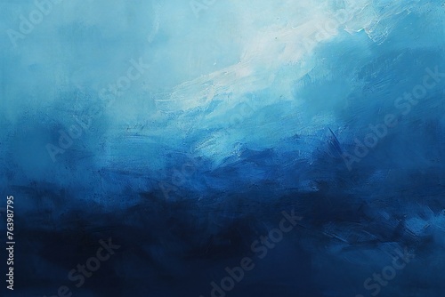 Blue abstract painted background, Oil painting on canvas, Fragment of artwork