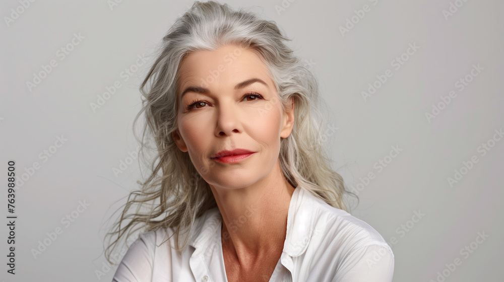 portrait of a beautiful 50s mid aged mature woman with perfect skin for advertisement portrait of a beautiful 50s mid aged mature woman with perfect skin for advertisement